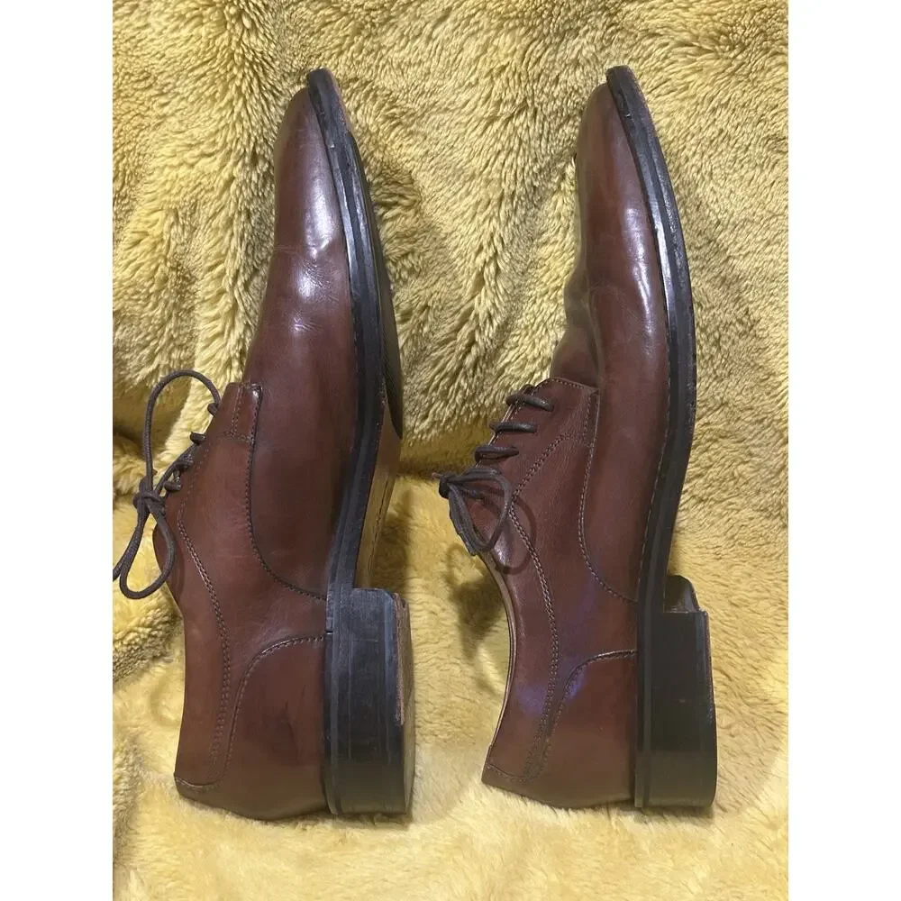 Cole Haan Martino C07515 Brown Leather Apron Toe Oxford Lace Up Shoe Men's 8.5M